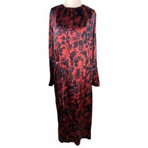 Aglini stretchy silk maxi navy&red KIMONO dress